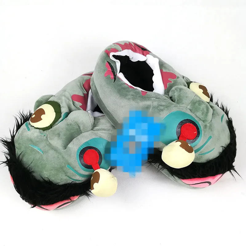 Забавные плюшевые тапочки зомби на Хэллоуин Домашние плоской подошве Новинка