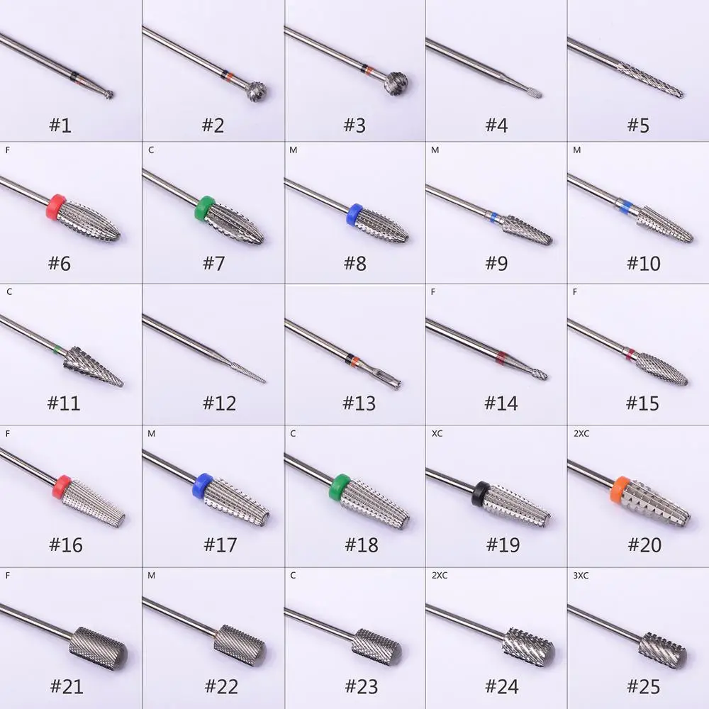 25 размеров высококачественные вольфрамовые сверла для ногтей в форме шара