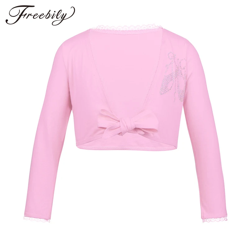

Children Girl Classic Long Sleeve Front Knot Cotton Wrap Top Girls Ballet Dance Cardigan Autumn Winter Ballerina Kids Dance Wear