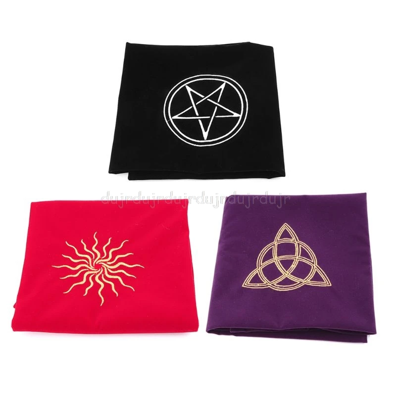 

80*80cm Velvet Tarot Tablecloth Altar Wicca Pentacle Sun Embroidery Board Game S16 19 Dropship