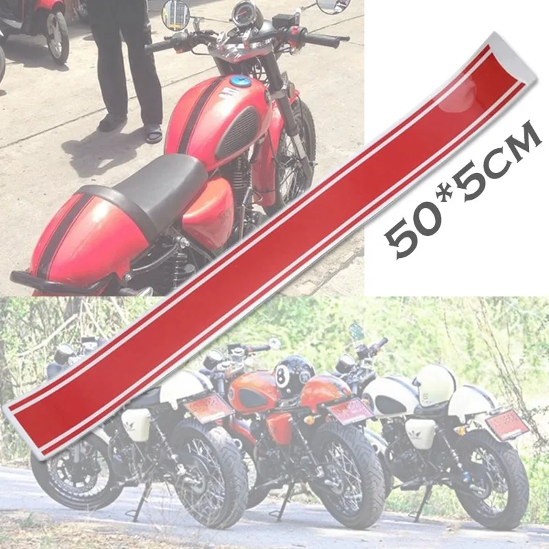 Red 1 шт. Новинка Кафе Racer Tank стикер 50*5 см мотоциклетные крышки топливного бака наклейки для большинства мотоциклов - Цвет: Red