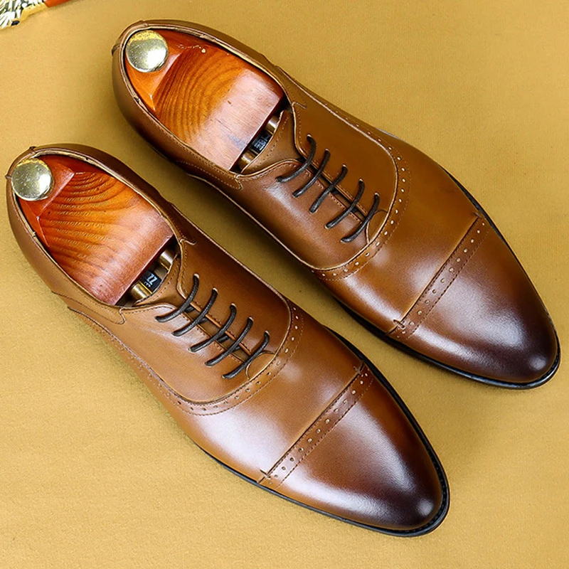 Туфли оксфорды мужские классические натуральная кожа заостренный носок на
