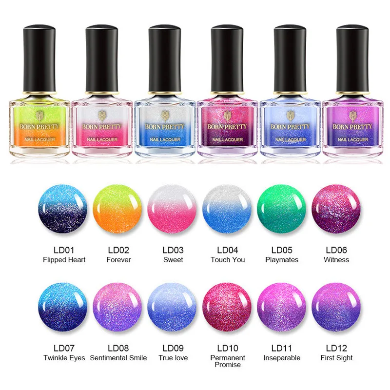 

6ml Nail Polish Temperature Color Changing Varnish Lacquer Shining Colorful Nail Art Polish Liquid ZGOOD