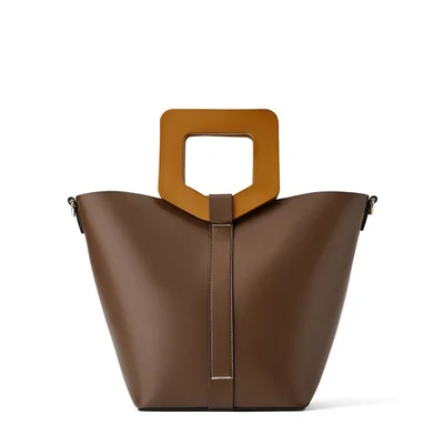dark brown Винтажная модная женская сумка-тоут новая качественная женская сумка из искусственной кожи с деревянной ручкой дизайнерская сумка для покупок сумка-мессенджер Bolsas - Цвет: dark brown