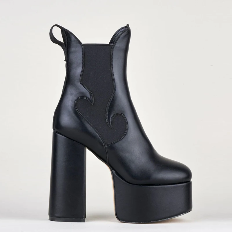 Perixir Chunky Woman Boots Design 2020 New Winter Super High Heels Platform Lady Night Club Round Toe Ankle Shoes Size 36-41 | Обувь