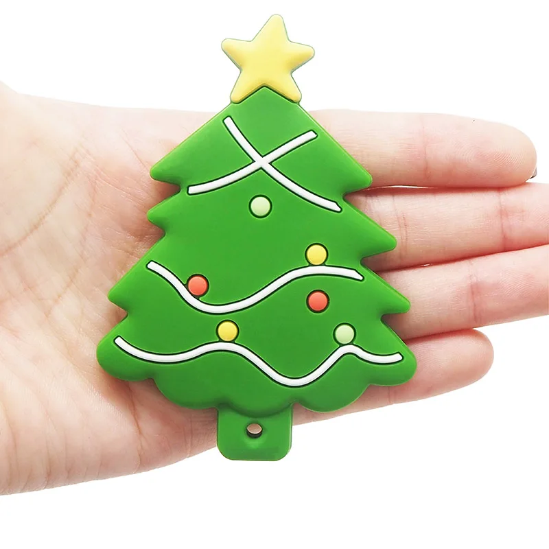 Chenkai-mordedor de silicona para &aacute;rbol de Navidad, cadena de mordedor para beb&eacute;, colgante, collar, juguete, 5 uds.-3