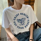 Футболка в стиле Гарри, футболки большого размера с принтом, топы в стиле K-POP, уличная одежда в Корейском стиле, Прямая поставка, милые женские футболки в стиле Харадзюку