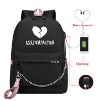 luminous xxxtentacion usb backpack men women travel laptop backpack usb charge school bag bookbags for teenager boy girl mochila