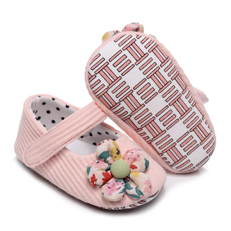 

0-18M Baby Girls Mary Jane Flats with Bowknot Flowers Princess Wedding Ballet Shoes Non-Slip Toddler First Walkers Newborn Shoes