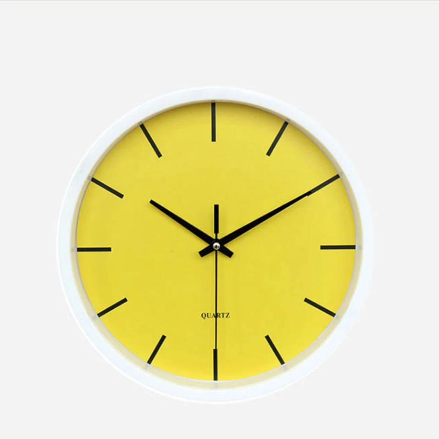 Простые желтые настенные часы Арт круглые большие кварцевые уникальные для дома