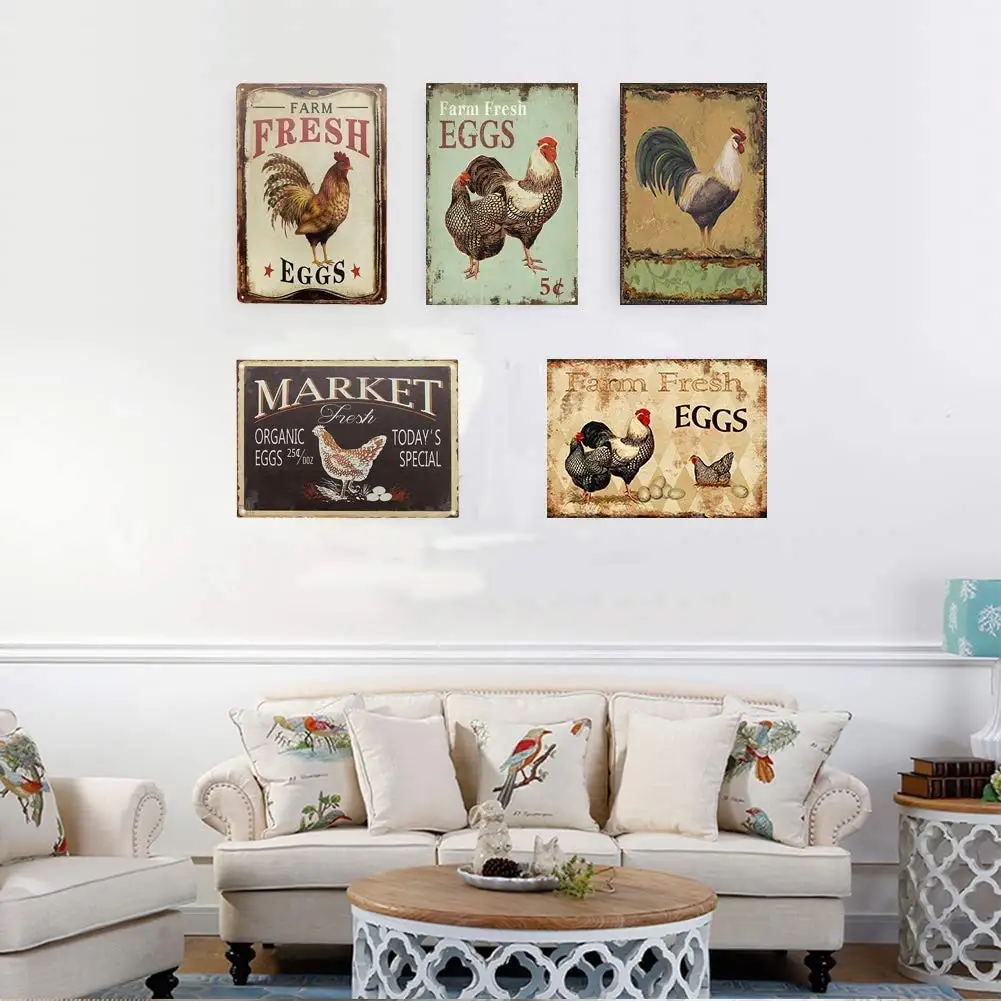 Крутой петух черный белый цыпленок Ретро винтажный Металл s ферма декоративные