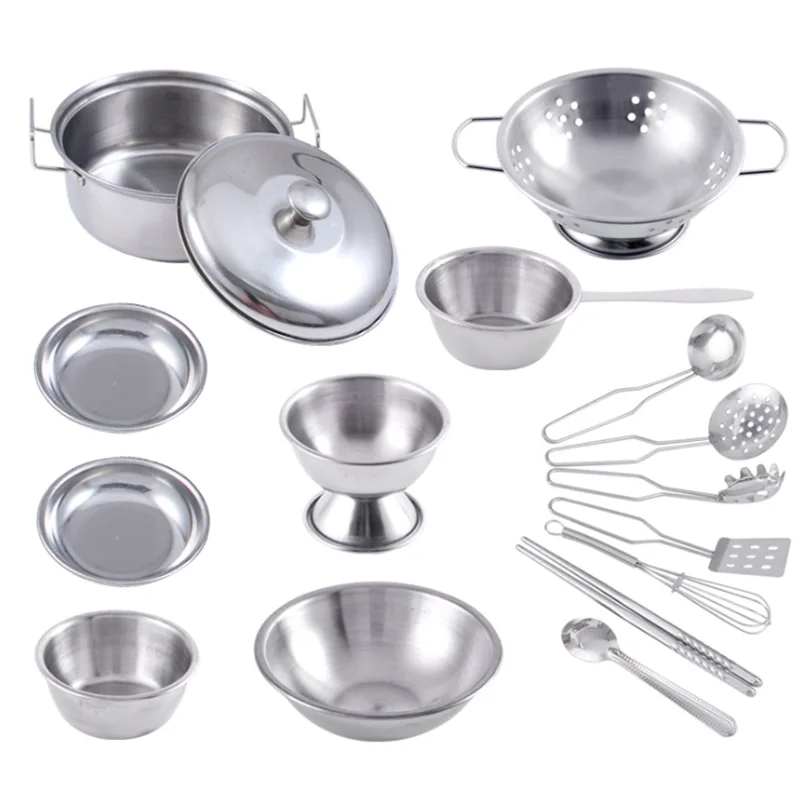 

Stainless Steel Kids House Kitchen Toys Cooking Cookware Children Pretend Play Kitchen pretend play kids toys Educational toys