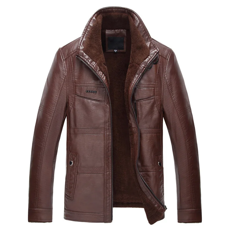 FALIZA New Winter Leather Jacket Men Coats 5XL High Quality PU Outerwear Business Faux Fur Male Fleece JK142 | Мужская одежда