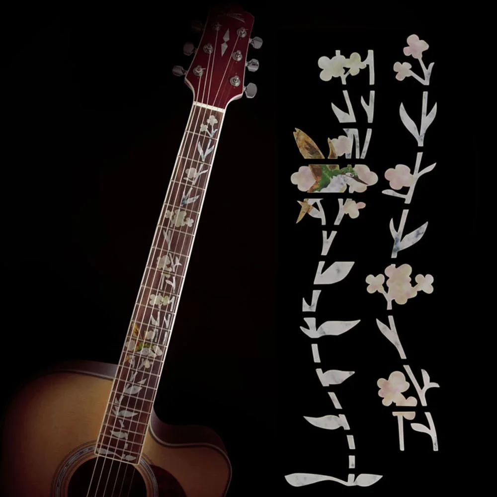 

Guitar Inlay Decals Sticker White Hummingbird Flower Shape Fretboard Markers for Electric Acoustic Classical Guitar Bass Ukulele