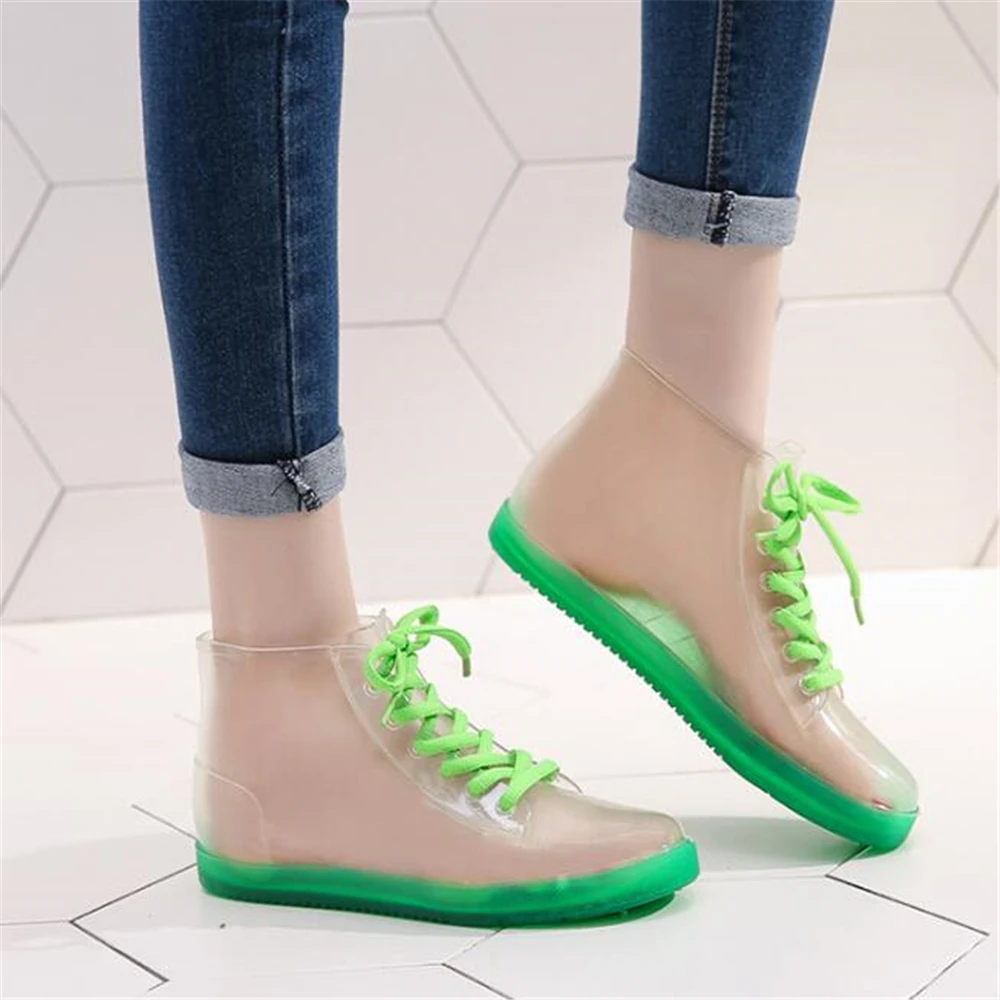 Женские непромокаемые сапоги женские на шнуровке для зрелых женщин прозрачная