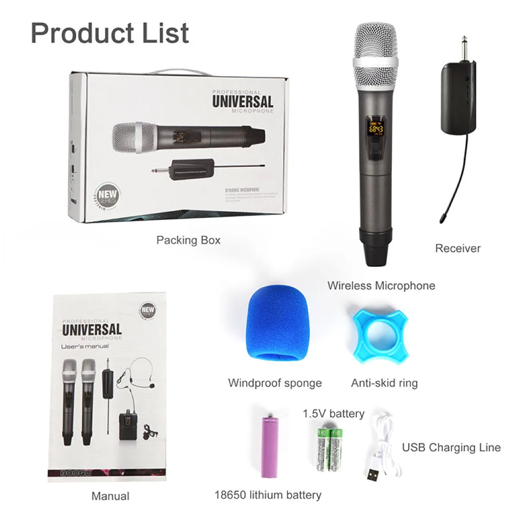 

Wireless Microphone UHF Handheld Microphone with Receiver Display M-3 Speech Loudspeaker for Karaoke Performance