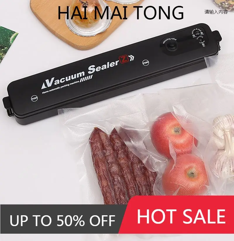 

Kitchen Vacuum Plastic Bag Sealer Packaging Machine Commercial Household Vacuum Food Sealing With 10pcs Storage Food Saver Bags