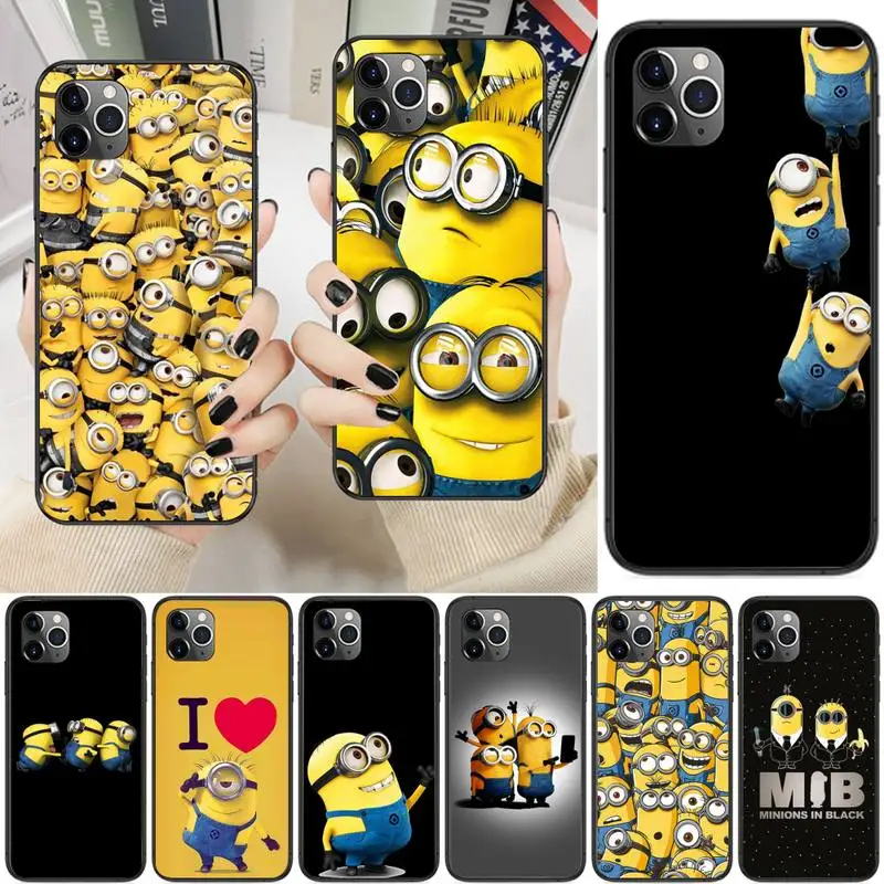 

Cute Cartoon Miniones Yellow Phone Case For iPhone 13 12 11 Pro Max 11 XR XS Max X 8 7 6 5 SE 2020 Fundas Cover