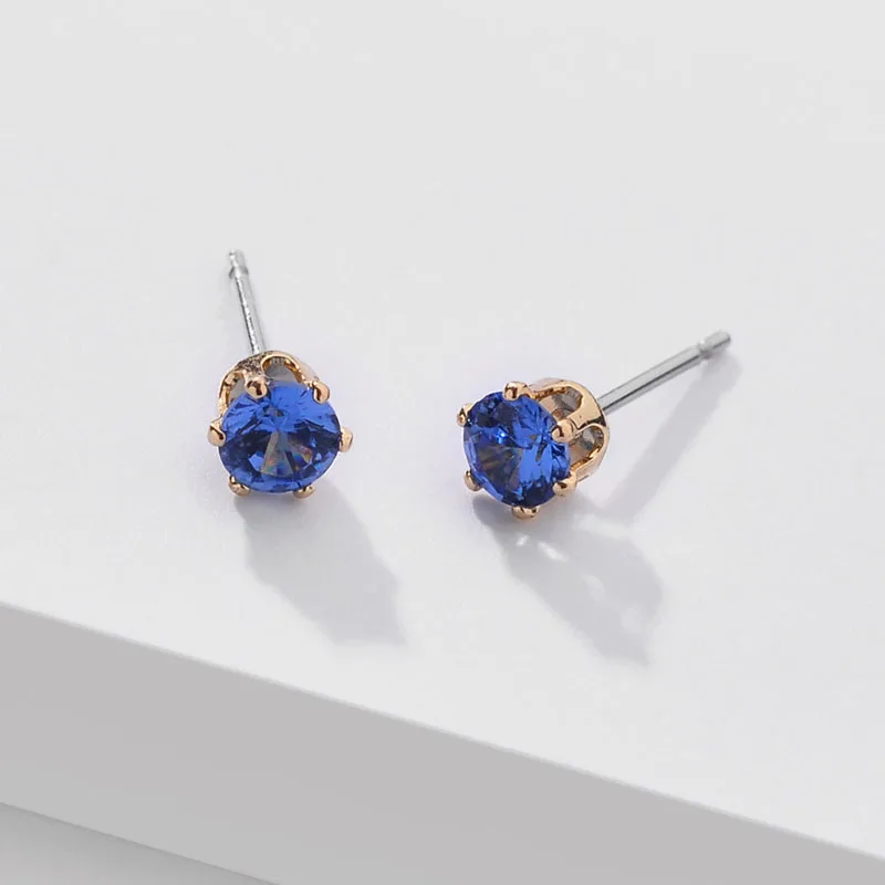 

Minimal Simple Design Copper Zirconia Small Mini Stud Earrings for Women