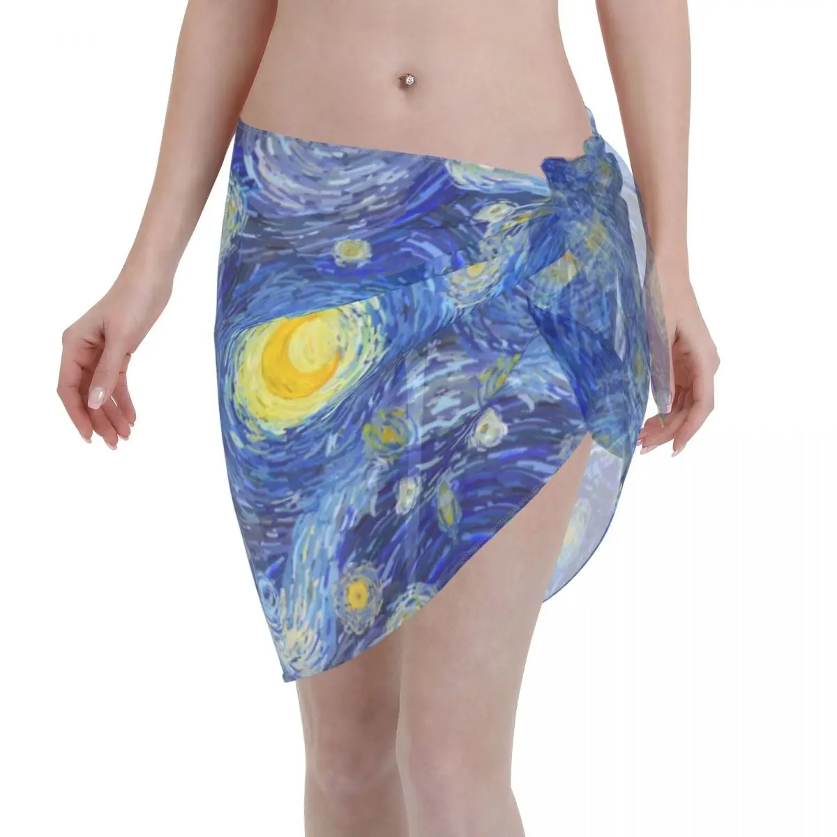

2021 Women Swimwear Pareo Scarf Bikini Cover-Ups Wrap Kaftan Sarong Beach Sexy Skirts Glowing Moon Starry Sky Swimsuit Cover-Ups