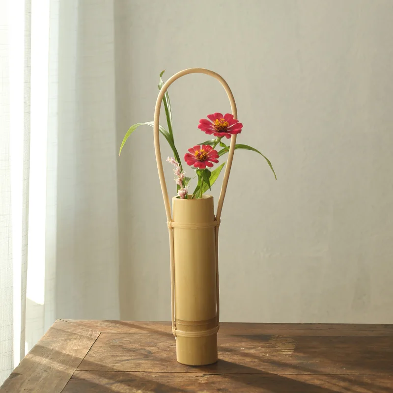 Бамбуковая ваза для цветов подставка горшка японские украшения гостиной
