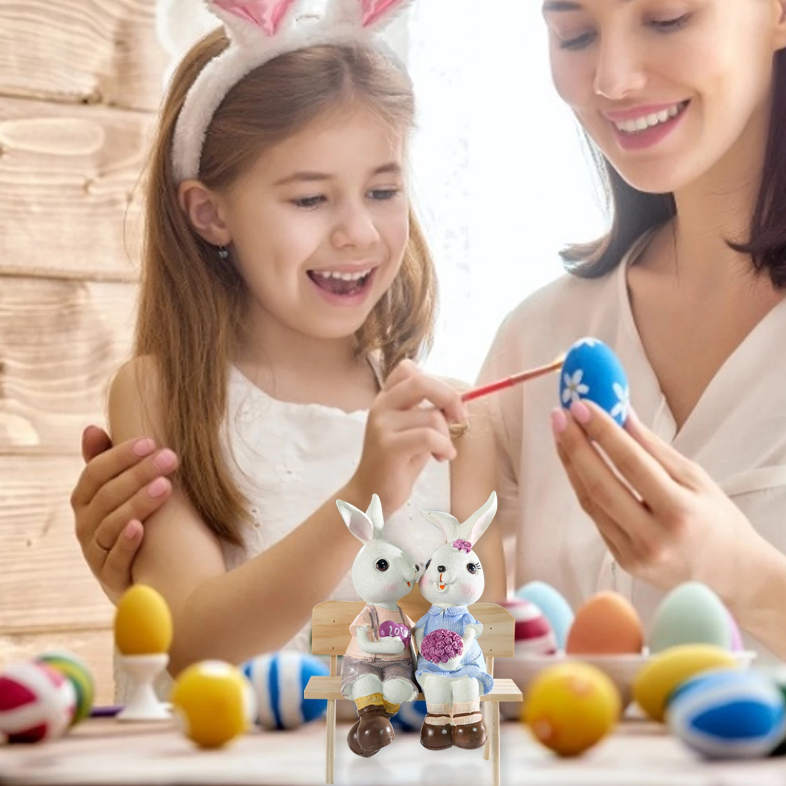 

Bunny Rabbit Home Figurines Garden Bunny Room Decoration Accessories Creative Bunny Easter Simulation Valentine's Day Gifts