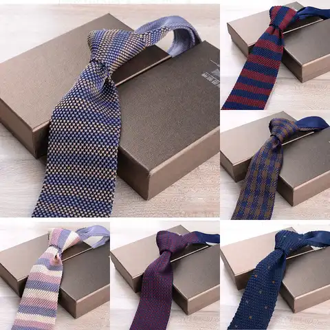 Новый тонкий вязаный галстук GUSLESON 6 см для мужчин, тонкий галстук для делового отдыха, разноцветный в полоску и горох модный галстук