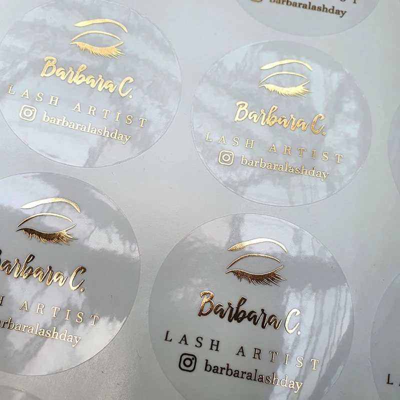 Индивидуальные этикетки с логотипом ресниц прозрачные для из золотой фольги