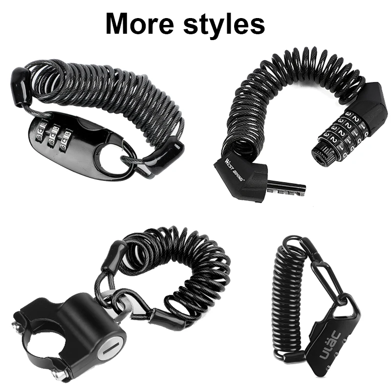 

Padlock Bicycle Anti-theft Password Helmet Lock with Steel Cable Mini Burglar Kick Scooter Bike Accessories for Motorcycle, MTB
