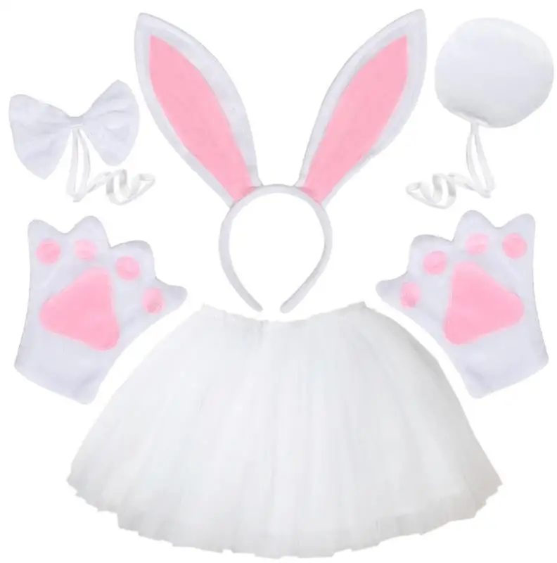 

Easter bunny ears costume hair accessories headband children theme party stage show dressing up items bow collar accessories set