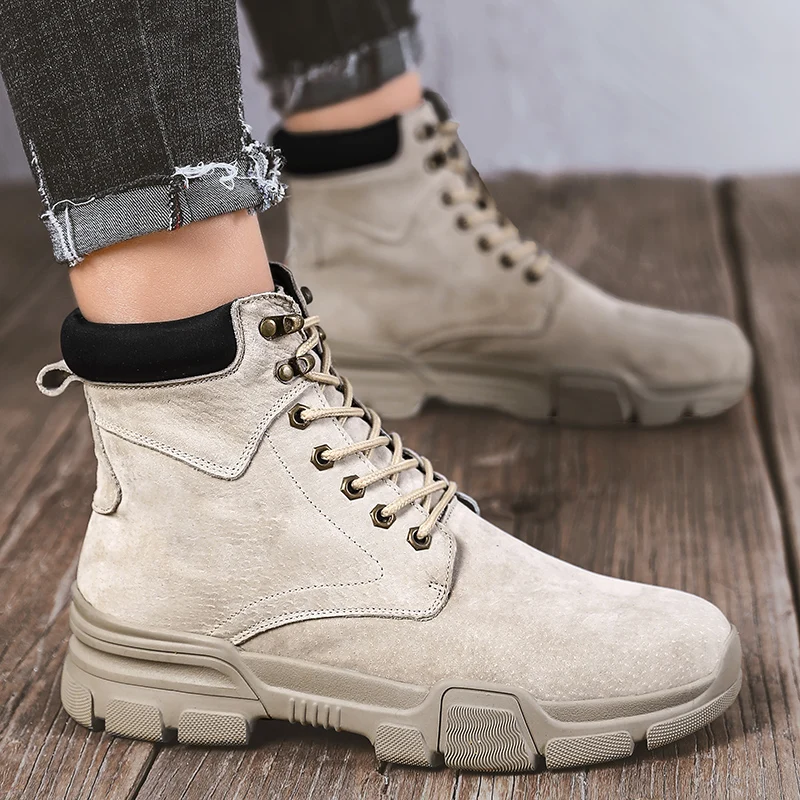 Ботинки мужские из натуральной кожи удобные мотоциклетные ботильоны оксфорды