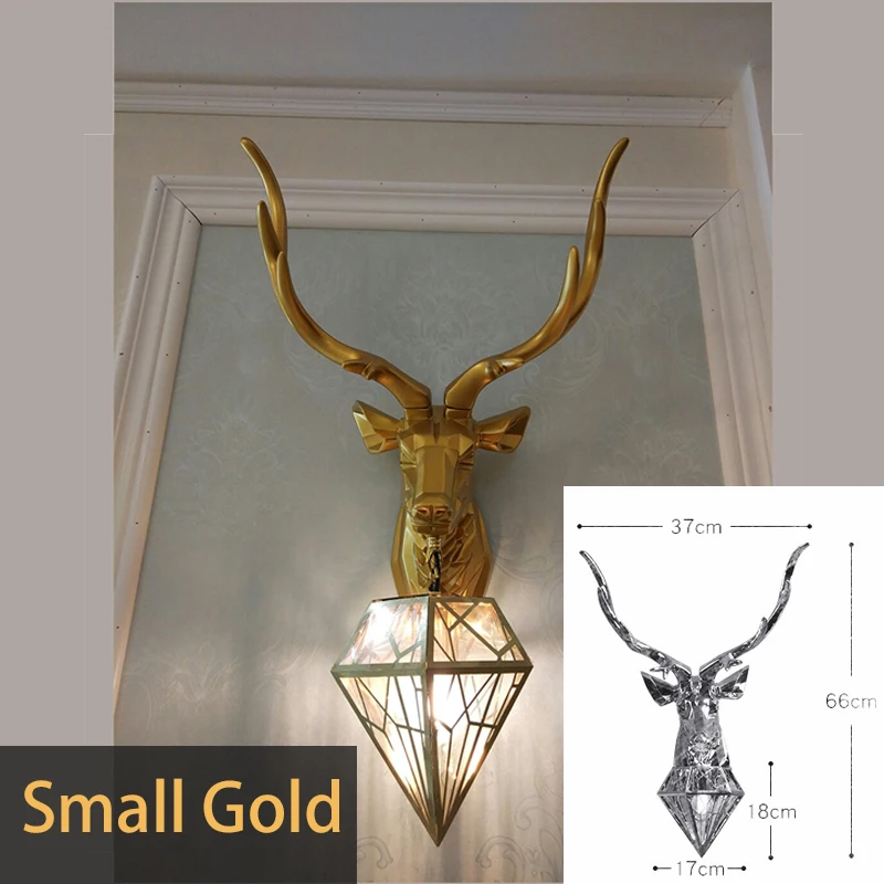 Gold Small BDBQBL винтажный Креативный светодиодный светильник с рождественским оленем, настенный светильник с оленем, светильник для спальни, настенный светильник для кухни и бара - Lampshade Color: Gold Small