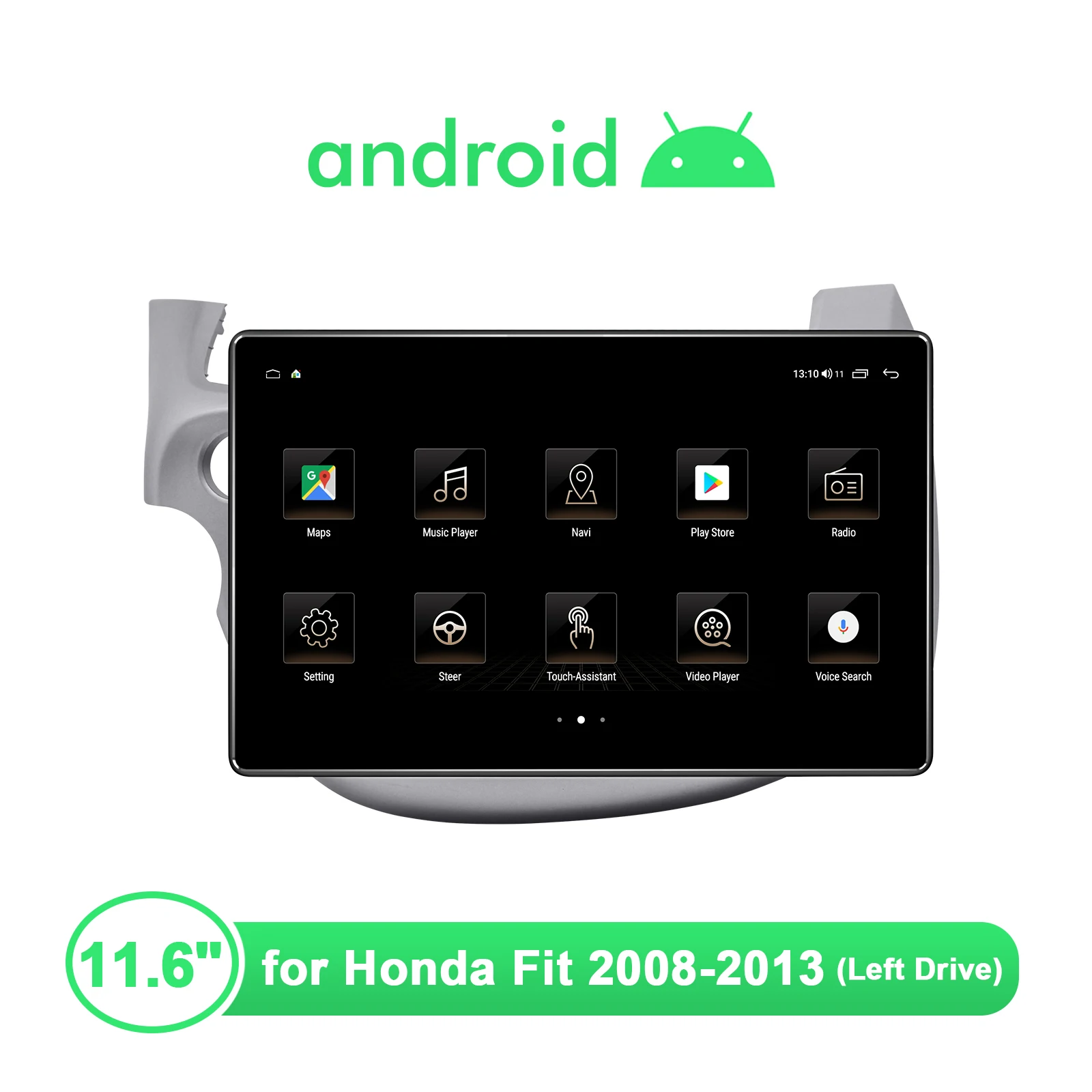 저렴한 자동차 라디오 안 드 로이드 10 중앙 멀티미디어 1DIN GPS 무선 Carplay 4G 헤드 유닛 혼다 적합 2008-2013 11.6 인치 큰 화면