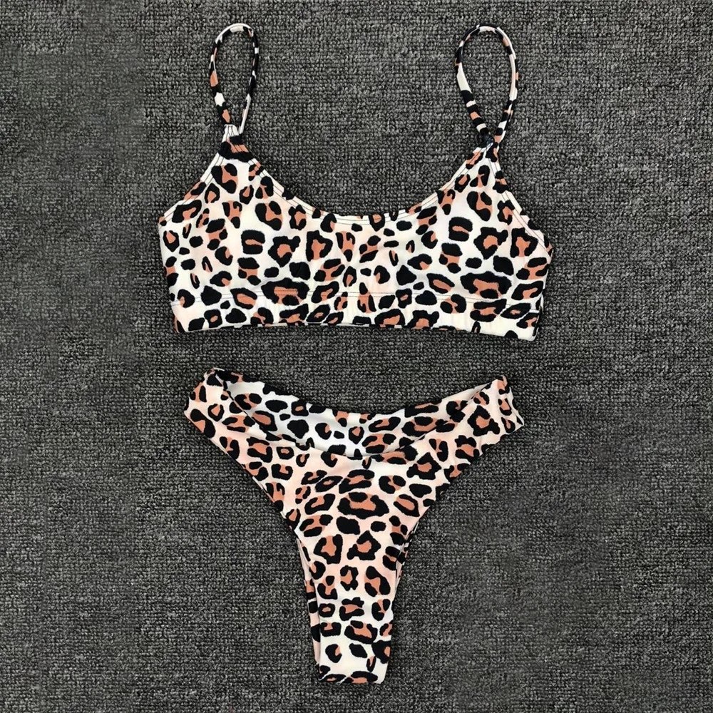 CXZD Новый женский Леопардовый набор пуш-ап пляжный бюстгальтер с подкладкой
