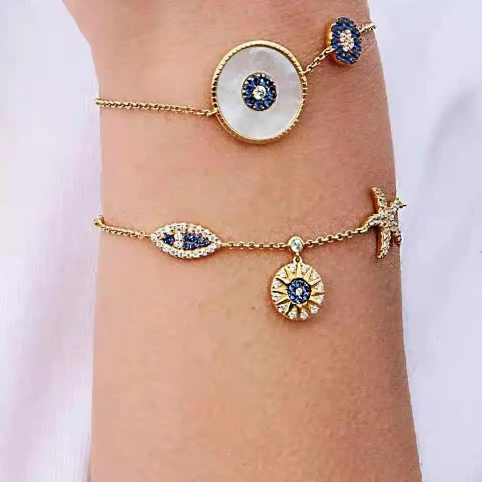 

High Jewelry Bracelet Sun Tropical Wind Starfish Series Shiny Crystal Gold Bracelet Ladies Birthday Jewelry Gift Free Shipping