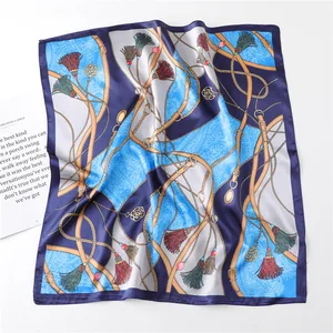 Fashion Silk Square Scarf for Women 60cm Satin Neck Hair Tie Band Bag Warp Soft Neckerchief Hijabs Head Female Foulard