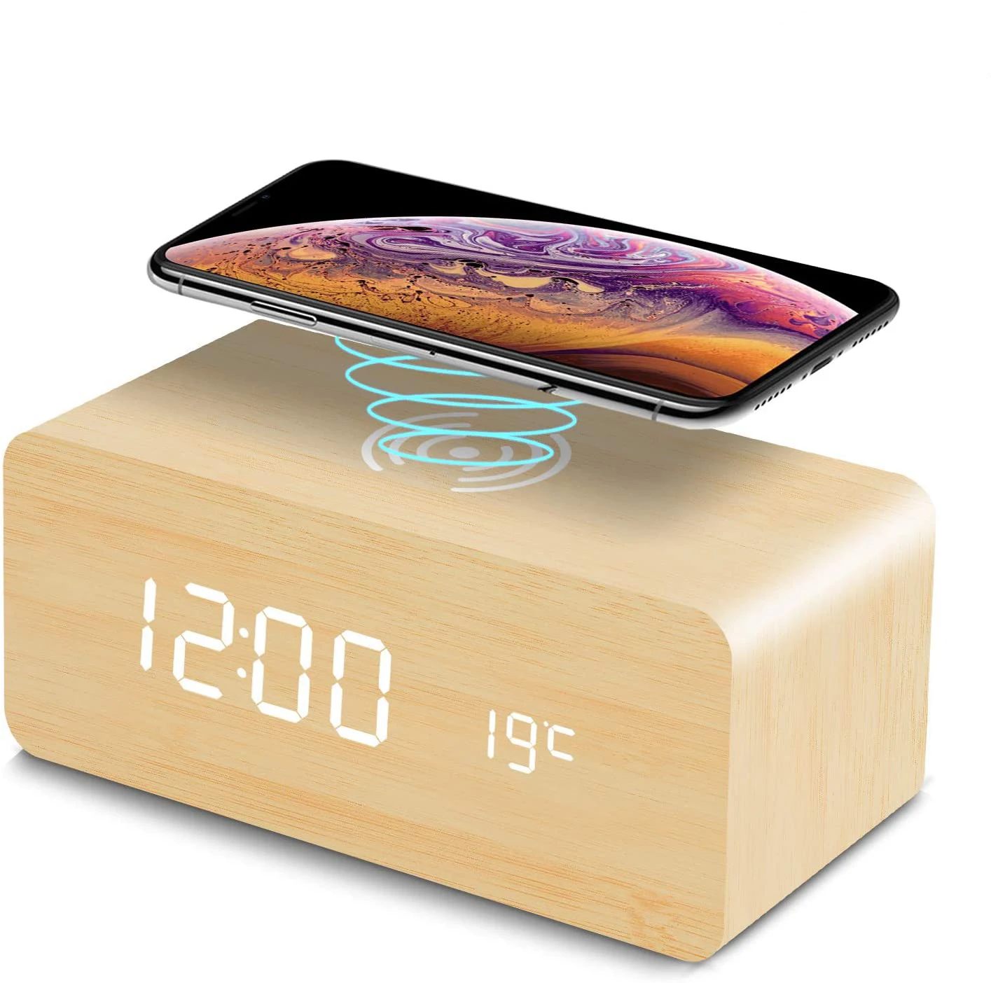 Электронные настольные часы светодиодный Деревянный Будильник голосовое