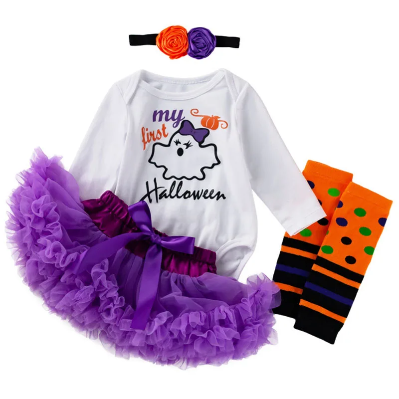Осенний малыш мой 1 й Хэллоуин Тюлевое платье Маленькая девочка чёрный