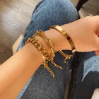 Женский винтажный браслет в стиле панк, золотистый и серебристый массивный браслет на цепочке, ювелирные изделия, 2021