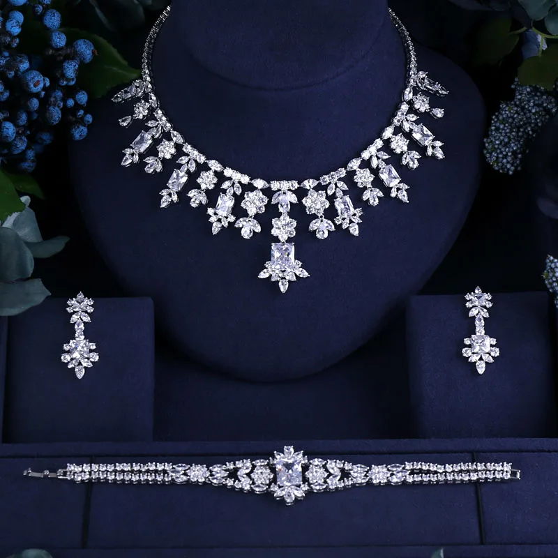 Роскошные жёлтые циркониевые Серьги Ожерелье Браслет Ювелирный Комплект