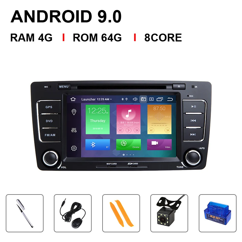 8 Core 64ROM OBD Cam Ips DSP 4G 64G 8 Core 2 Din Android 9,0 автомобильный Радио dvd-плеер для Skoda Octavia 2 3 A 5 A5 Yeti Мультимедиа gps Навигация стерео - Цвет: 8 Core 64ROM OBD Cam