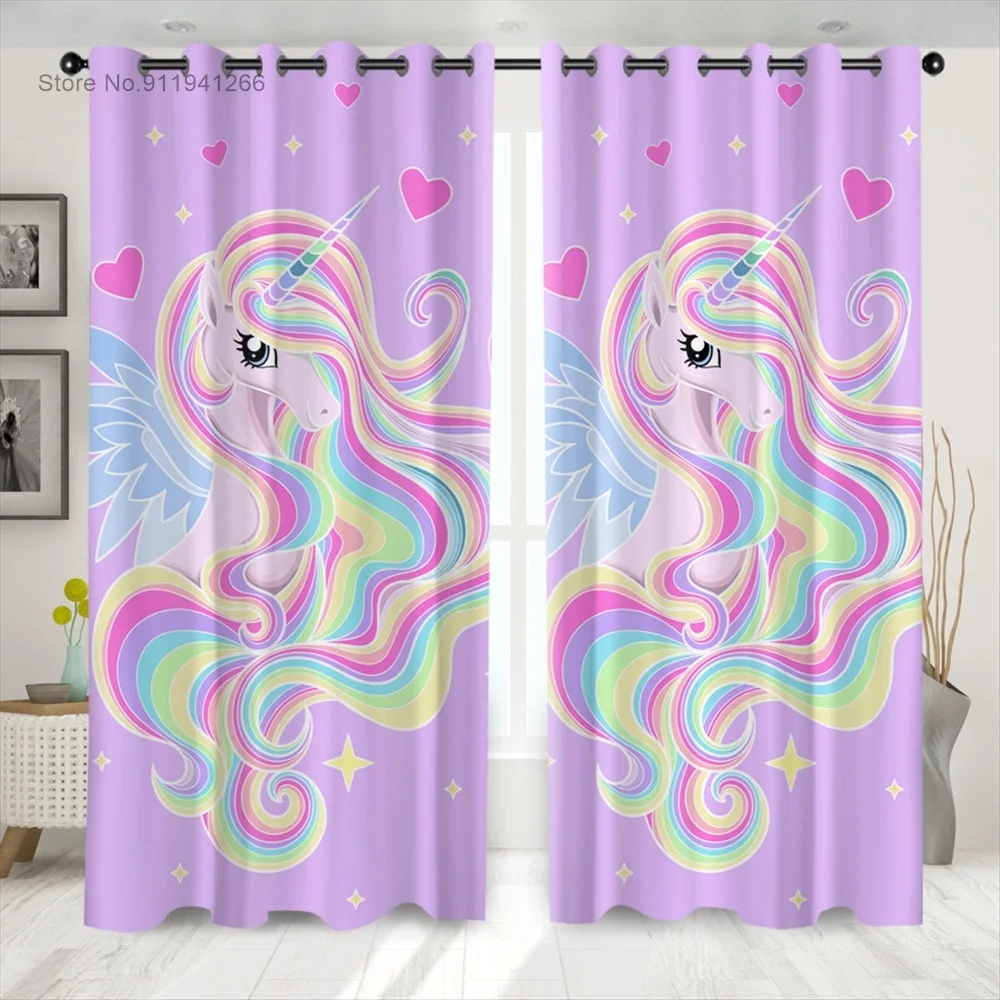Затемняющие оконные шторы в виде единорога занавески из полиэстера Мультяшные