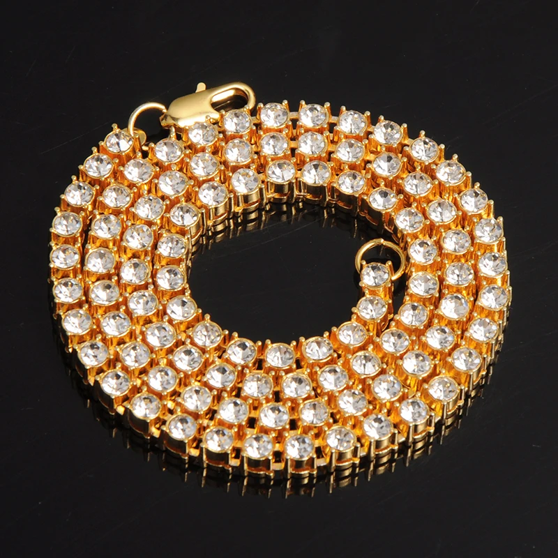 Мужские ожерелья в стиле хип-хоп украшенные камнями 1 ряд | Украшения и аксессуары