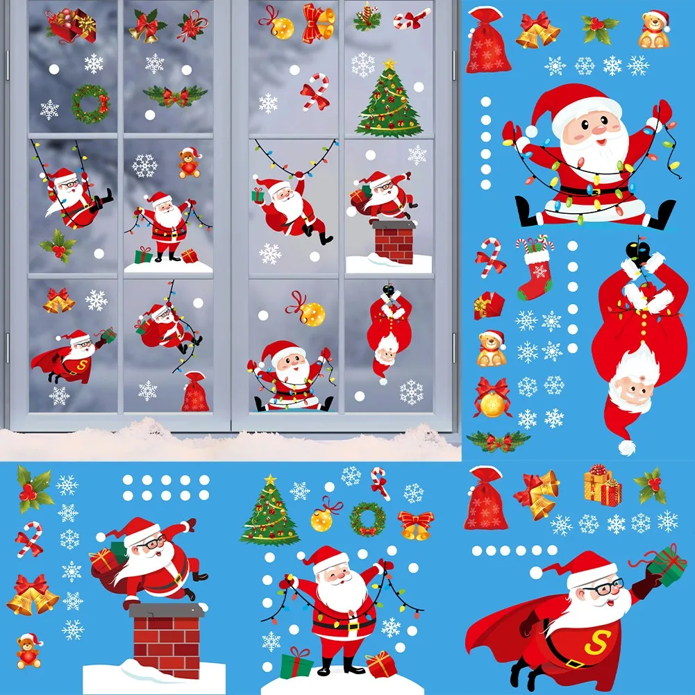 

Christmas Xmas Santa Removable Stickers Art Decals Wall Home Shop Decor Window Glass Decoration Wall Decal Christmas Decoration