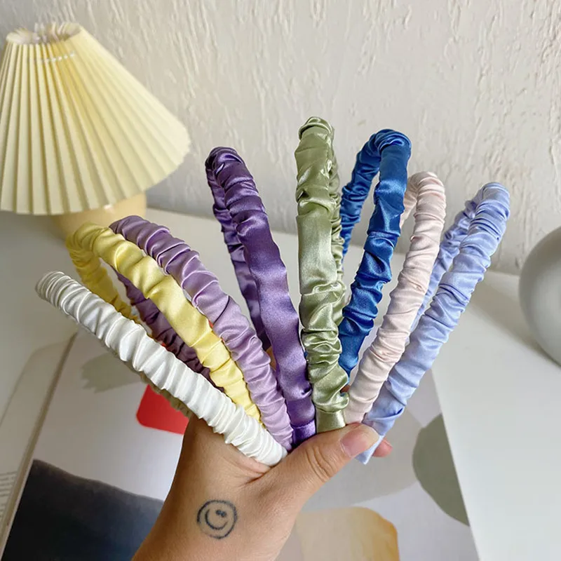 

Pleated Solid Color Fabric Headband Fashion Hair Accessories Women Wash Face Simple Cute Thin Edge Hairbands Boutique Hair Hoop