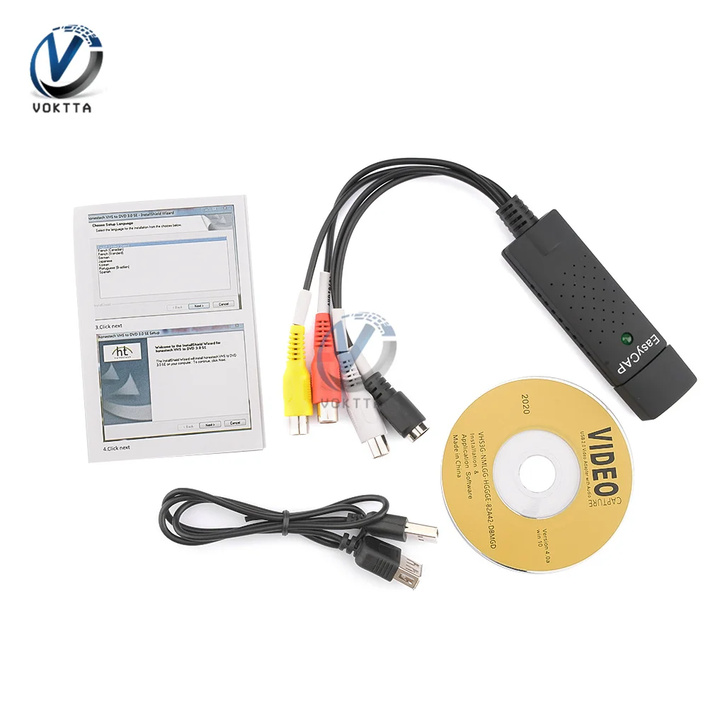 USB 2 0 Захват 1 канал видео ТВ DVD VHS аудио ПК адаптер карта тв DVR конвертер |