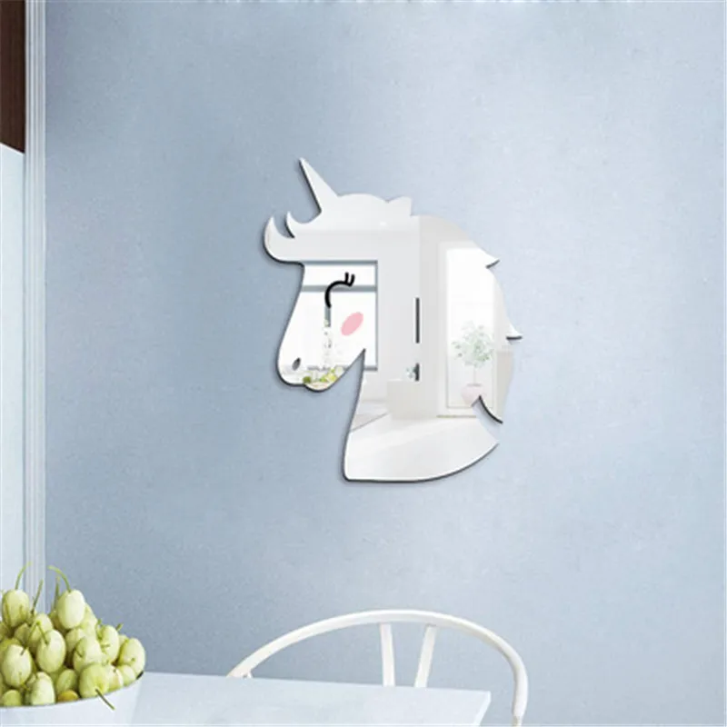 Нордический стиль Единорог акриловые зеркальные наклейки на стену для детской