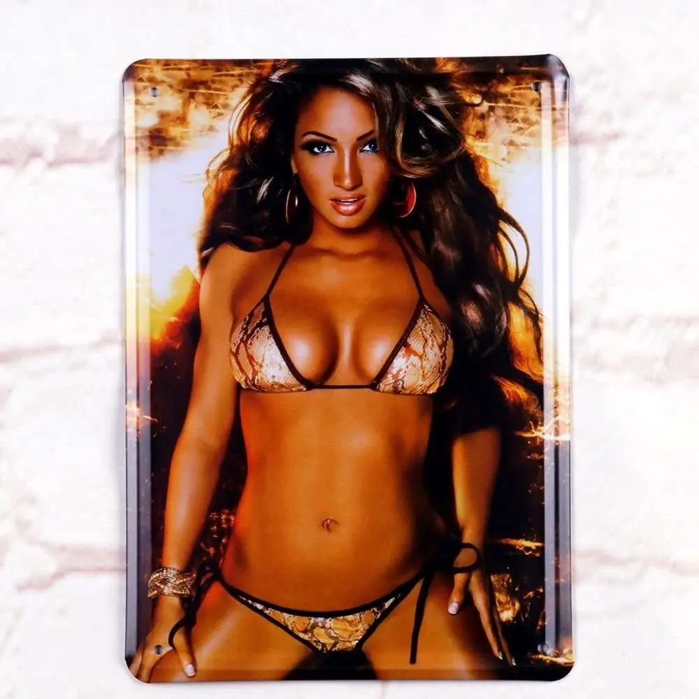 

Tin Sign Sexy Tin Up Girl Adult Art Bikini Metal Retro Home Pub Bar Wall Decor