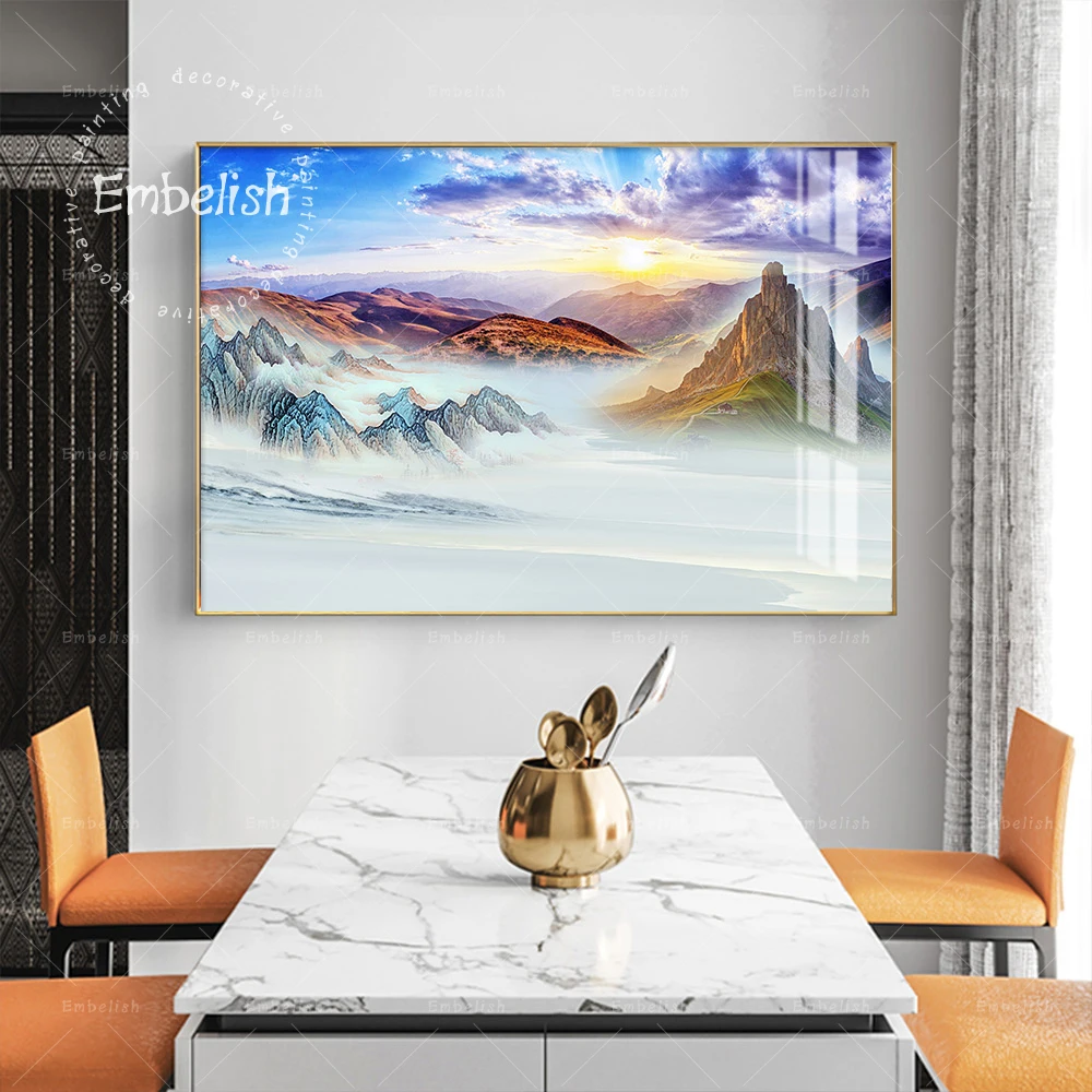

1 Piece Beautiful Snow Mountains Landscape HD Spray On Canvas Paintings For Living Room Modern Home Decor Wall Art Pictures Art