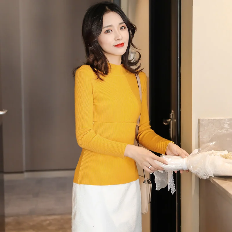 Трикотажный свитер для кормящих матерей с круглым вырезом Трикотажные топы мам